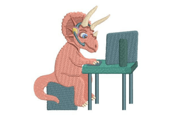 Gamer Triceratops: Playful Holiday Embroidery for Seasonal Shops