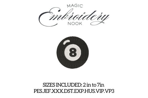 Lucky Number 8 Ball Embroidery Design