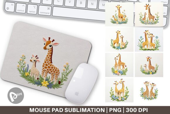 Mouse Pad Giraffe Embroidery for Handmade Gifts