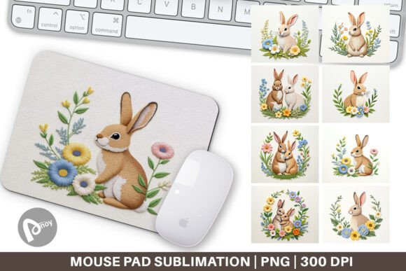 Mouse Pad Rabbit Embroidery