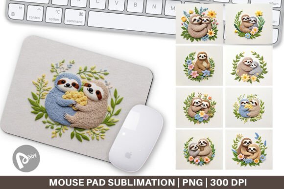 Mouse Pad Sloth Embroidery for Boutique Apparel